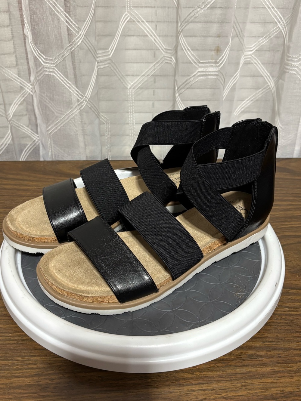 croft & barrow 8M Ortholite Black Elastic Strap Sandals Lightweight comfort